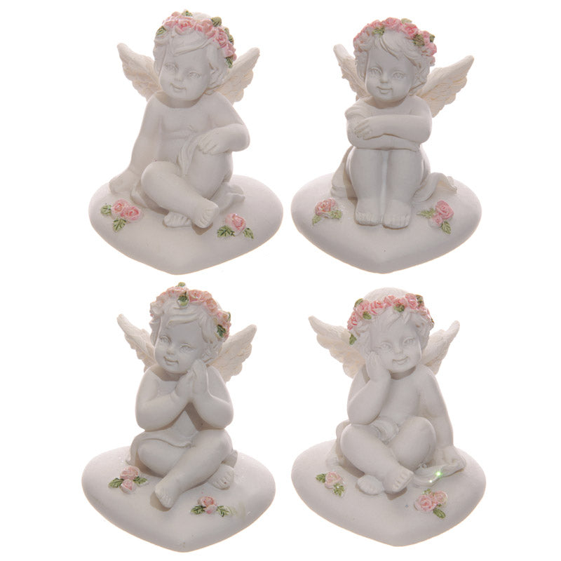 Cherubs With Pink Roses Sitting on a Heart