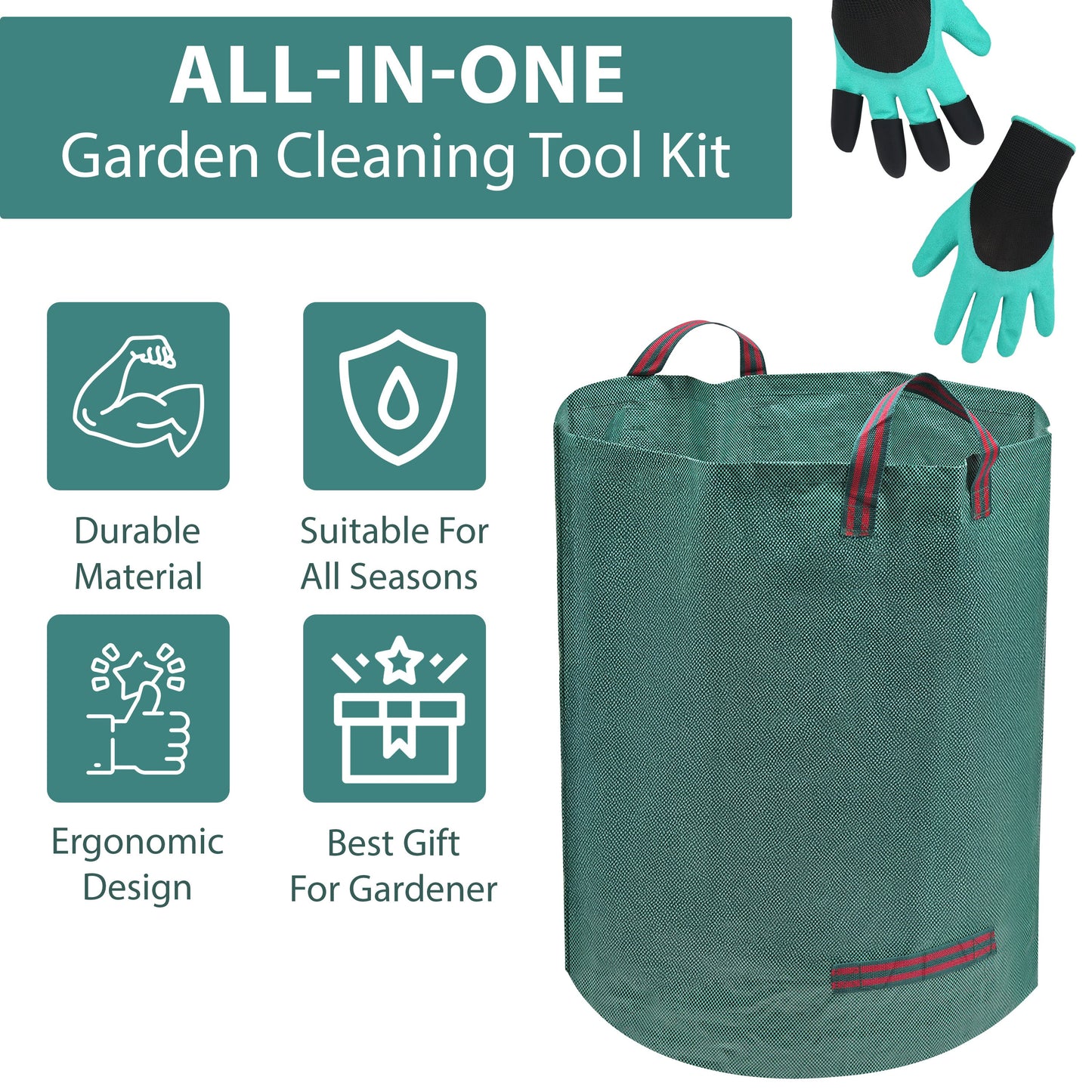5-in-1 Garden Rake Set with Leaf Grabbers