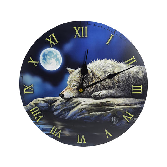 Lisa Parker Quiet Reflection Wolf Picture Clock