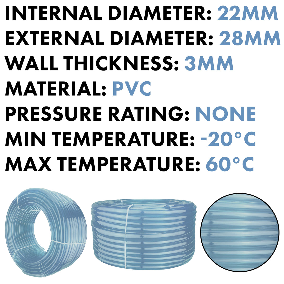 Clear PVC Pipe 22mm*28mm
