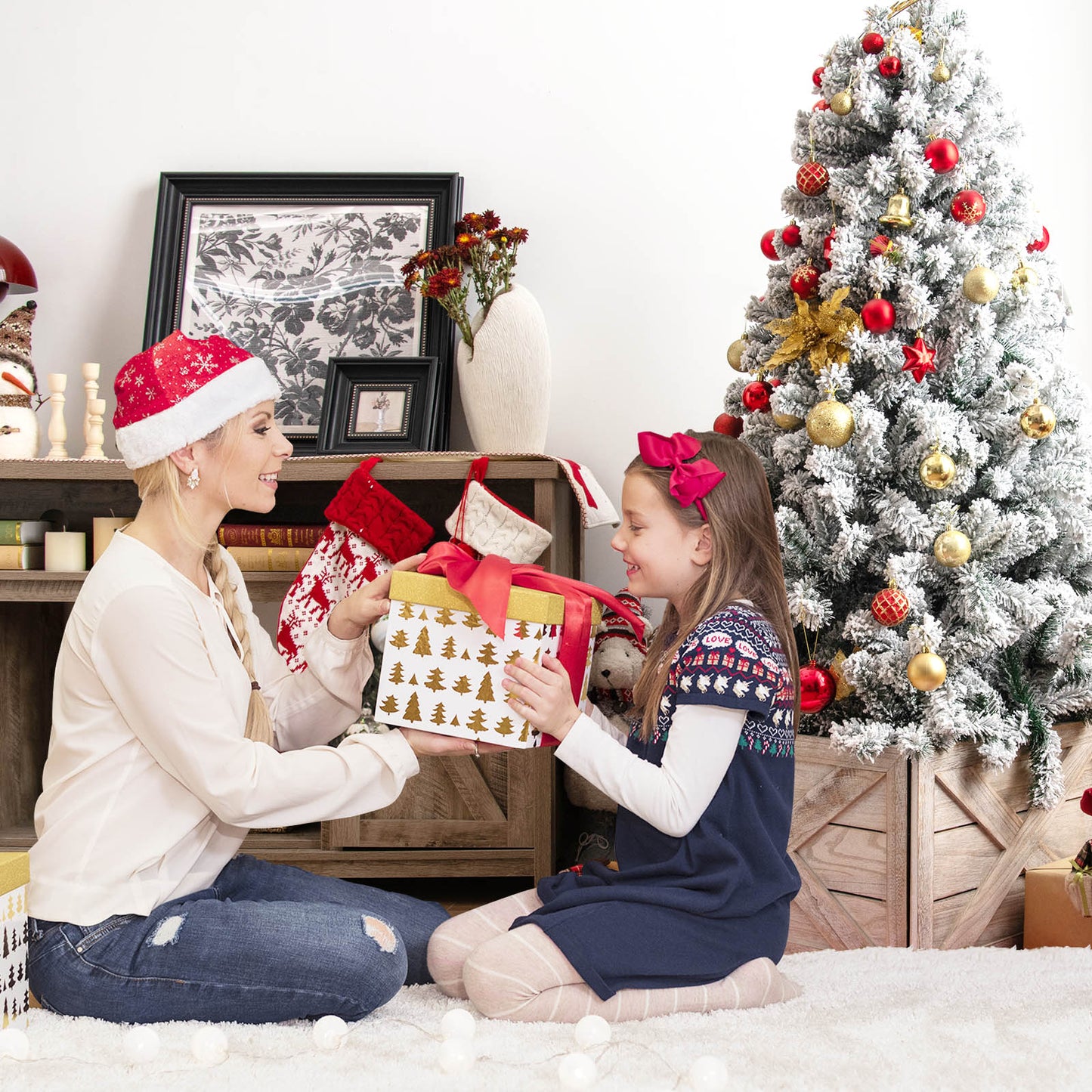 Christmas Tree Box Stand with Hook and Loop Fasteners-Grey-L
