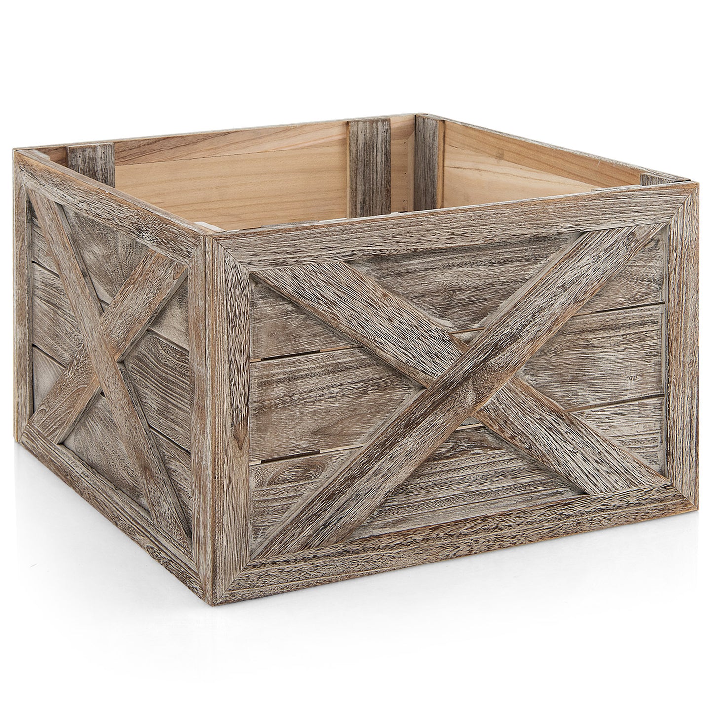 Christmas Tree Box Stand with Hook and Loop Fasteners-Grey-L
