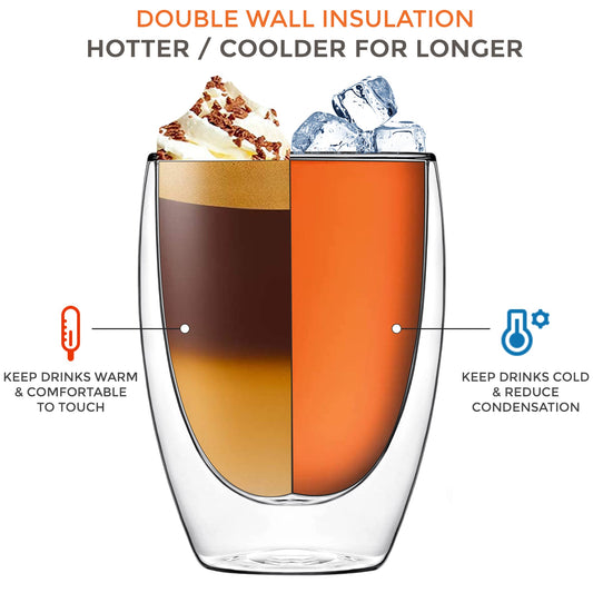2Pc Double Wall Insulated Coffee Glass - 350 ml