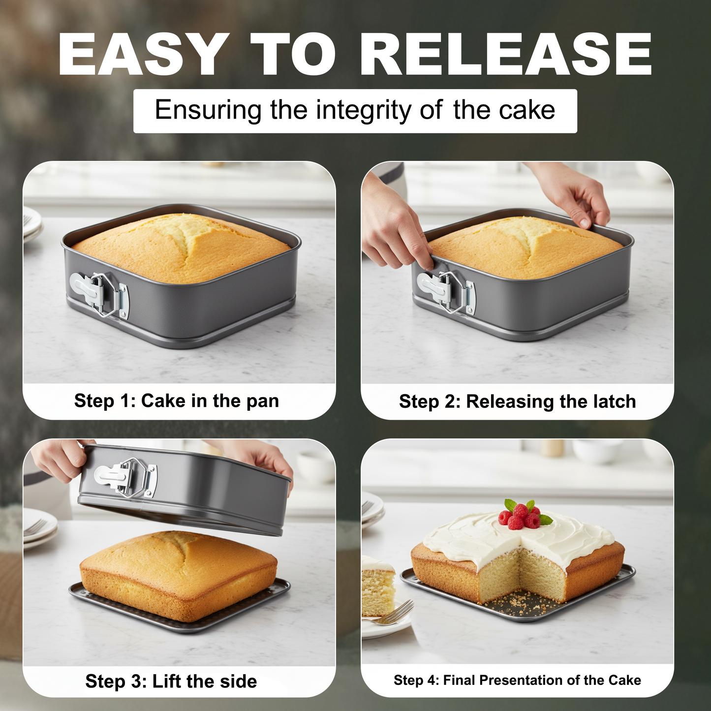 5Pcs Non Stick Square Cake Baking Trays