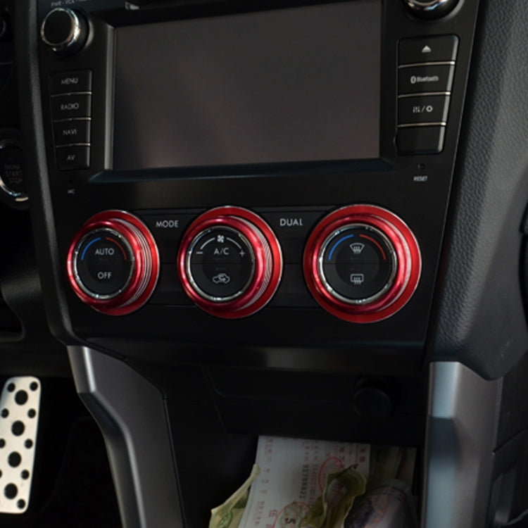 3 PCS Car Aluminum Air Conditioner Knob Case For Subaru, For Subaru(Blue), For Subaru(Red), For Subaru(Silver), For Subaru(Black)