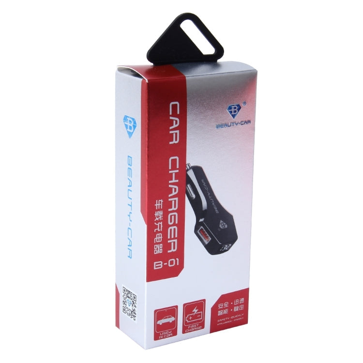 BEAUTY-CAR B-01 4.2A Dual USB Port Raid Car Charger Adapter with LED Display, Input Voltage/Output Voltage: DC 10-30V/ DC 5V, B-01