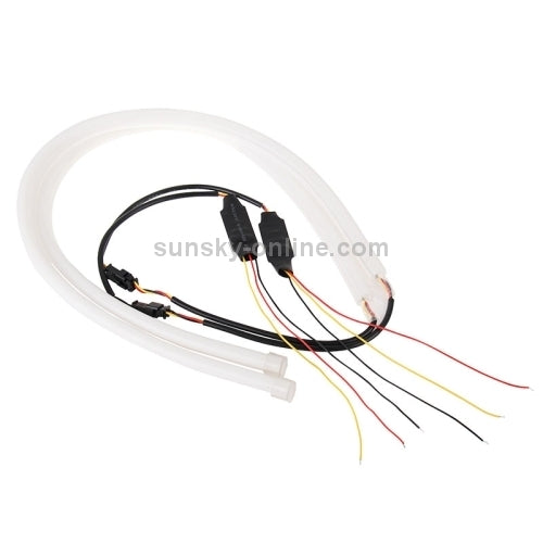 2 PCS 12V Car Daytime Running Lights Soft Article Lamp, White + Yellow Light, Length: 85cm, 85cm