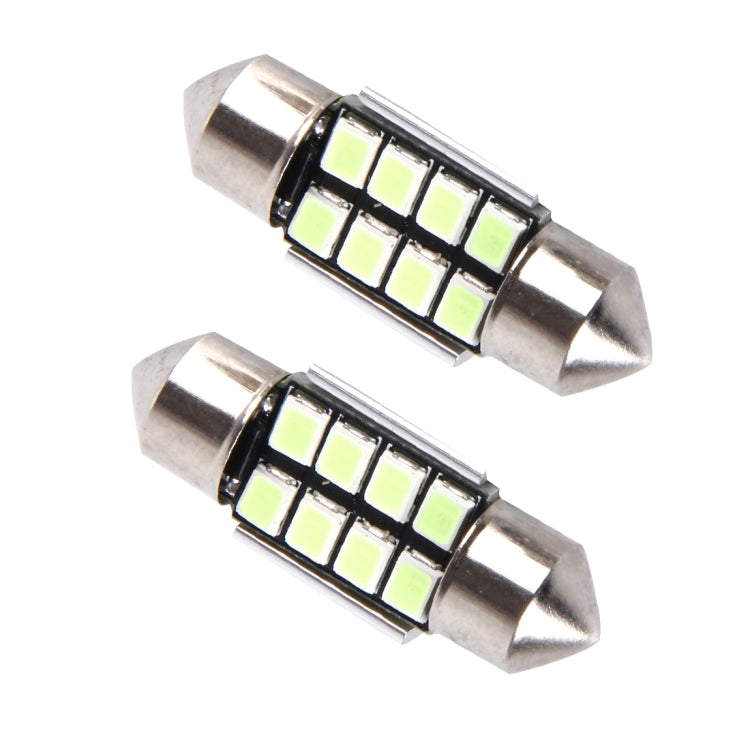 2 PCS DC 12V 2W 31MM 8 SMD-3528 LEDs Bicuspid Port Decoding Car Dome Lamp LED Reading Light, 31MM