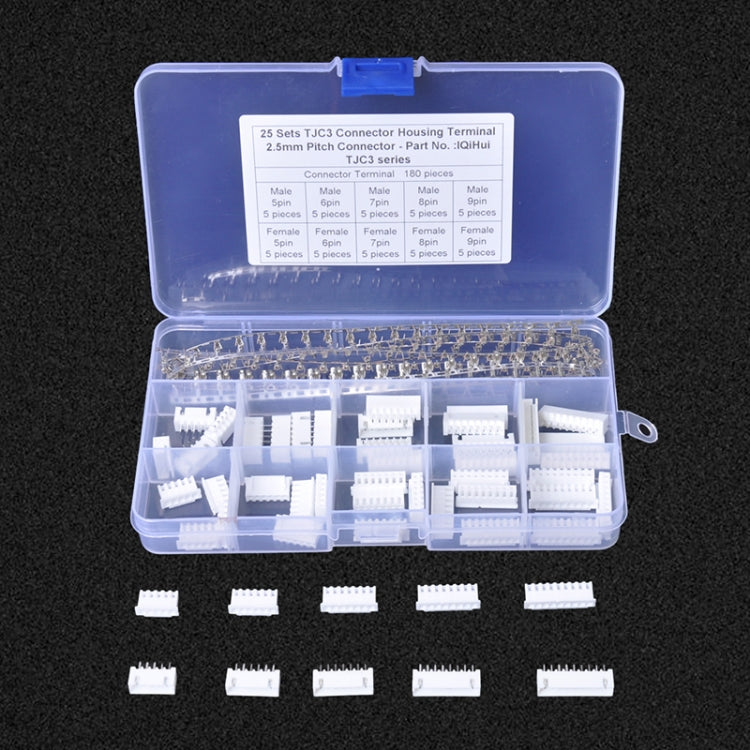 25 Sets TJC3 2.5mm XH 5P 6P 7P 8P 9Pin Male Female Housing Connector with Crimps, 25 Sets
