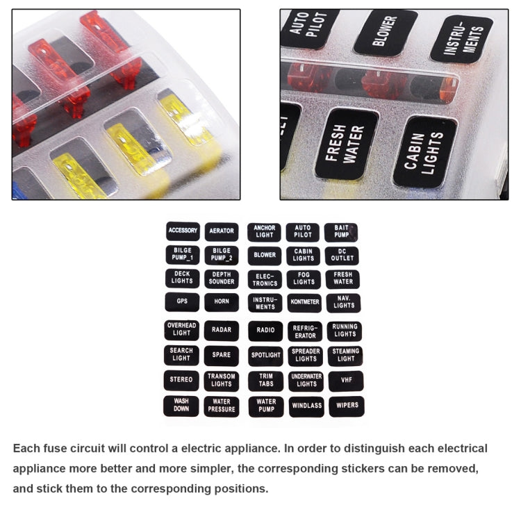 1 in 12 Out Fuse Box Screw Terminal Section Fuse Holder Kits with LED Warning Indicator for Auto Car Truck Boat, 1 in 12 Out (Screw Terminal Section)