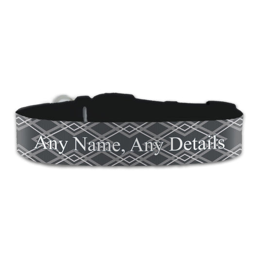 Personalised Large Dog Collar with Dark Deco Background