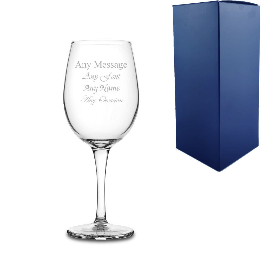 Personalised Engraved Wine Glass - Custom Message, Name or Design Premium Glassware