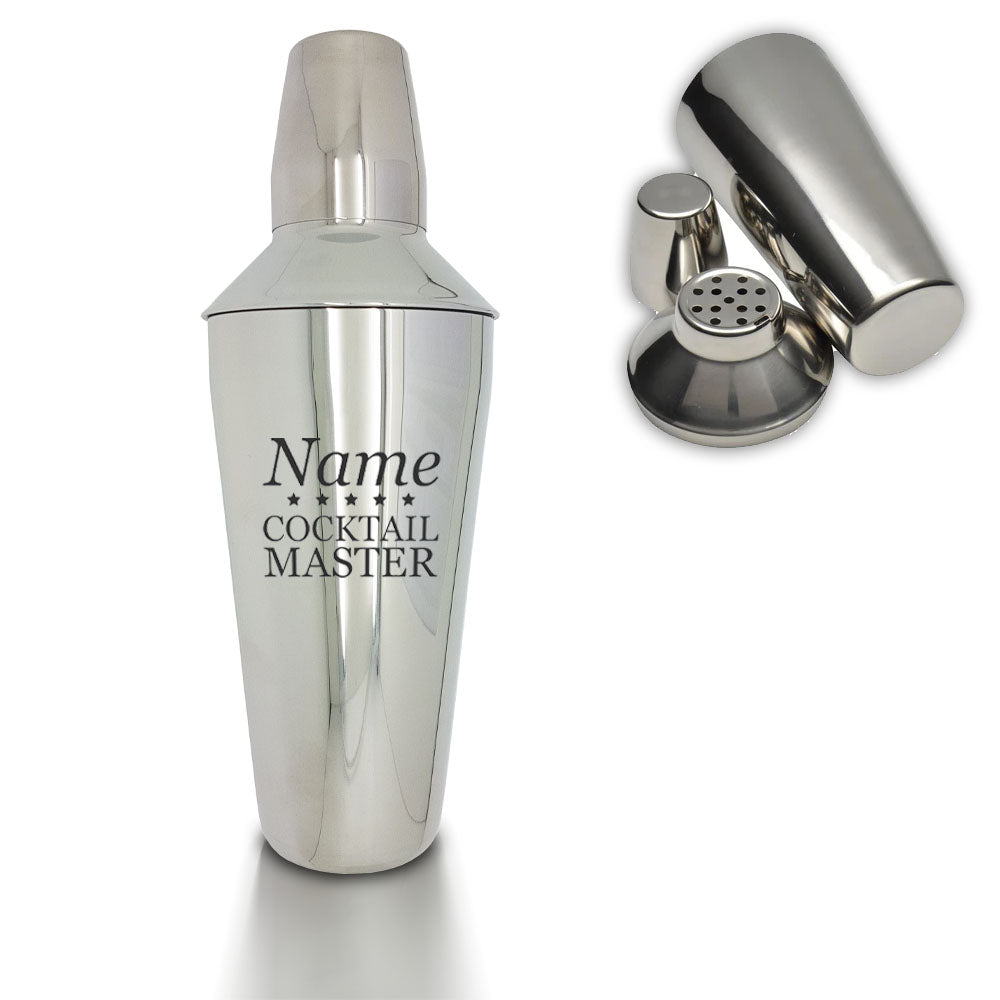 Engraved Cocktail Shaker with Cocktail Master Design
