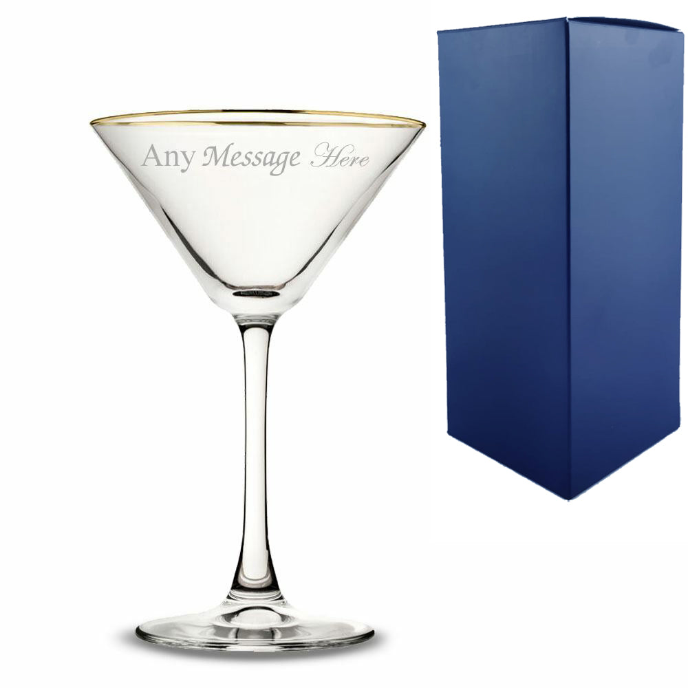 Engraved Gold Rim Enoteca Martini Glass