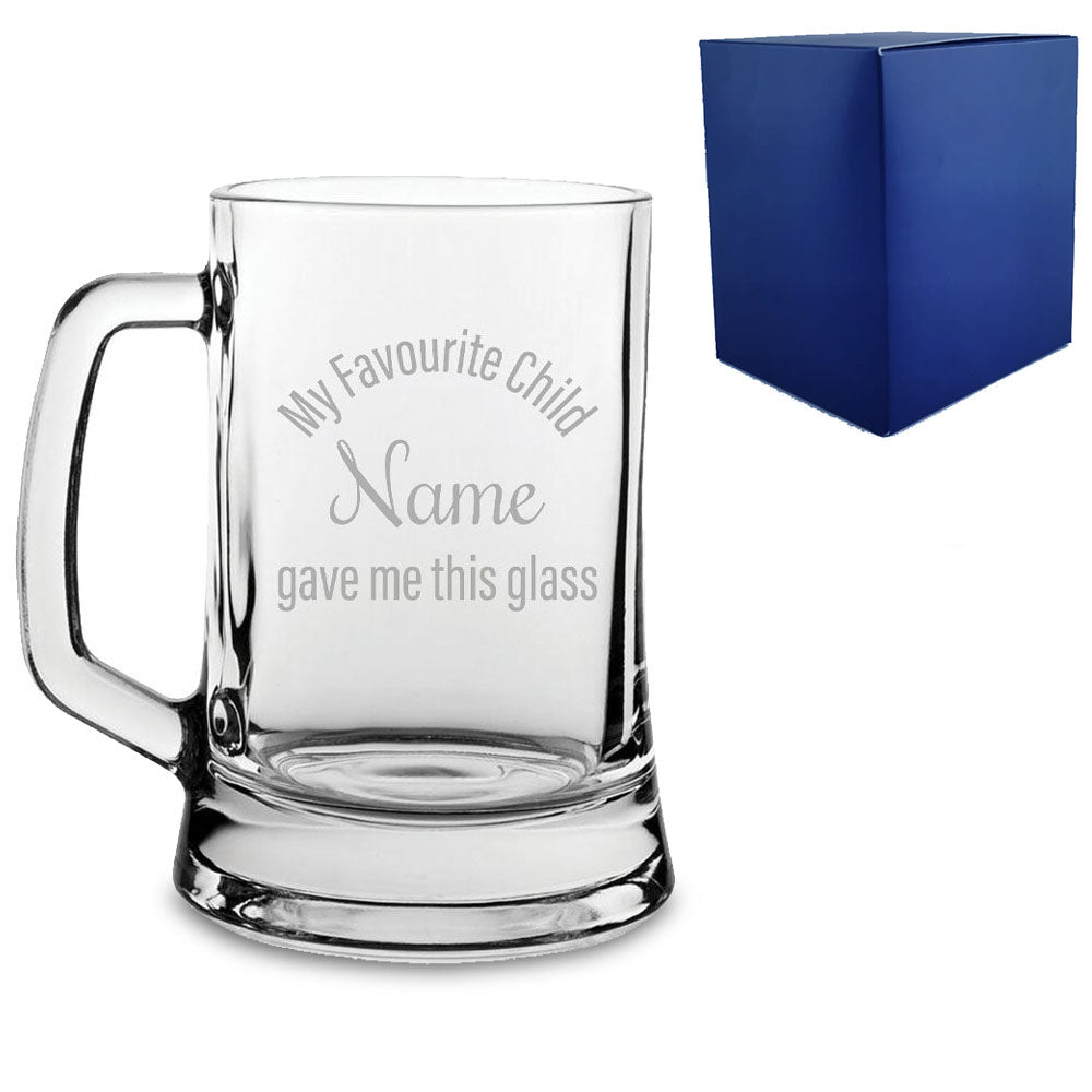 Engraved Beer Mug with My Favourite Child gave me this glass design