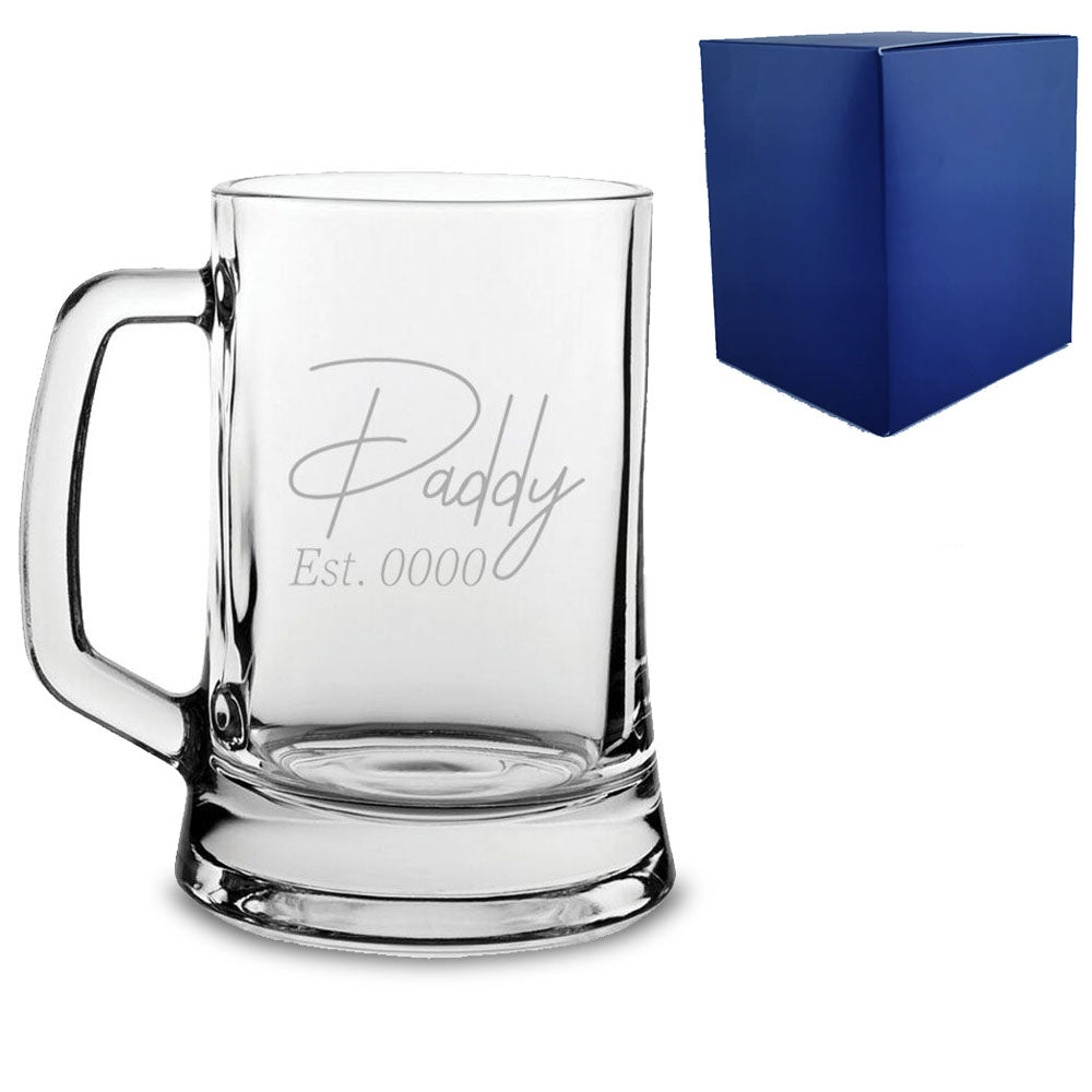 Engraved Beer Tankard, Mug & Pint Glasses with Premium Satin Lined Gift Box