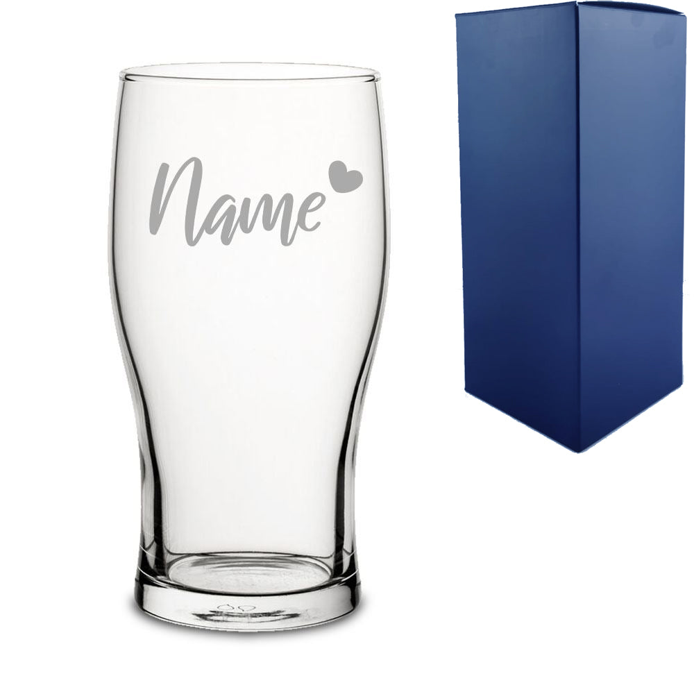 Engraved Personalised Pint and Beer Glasses with Custom Name and Design Options