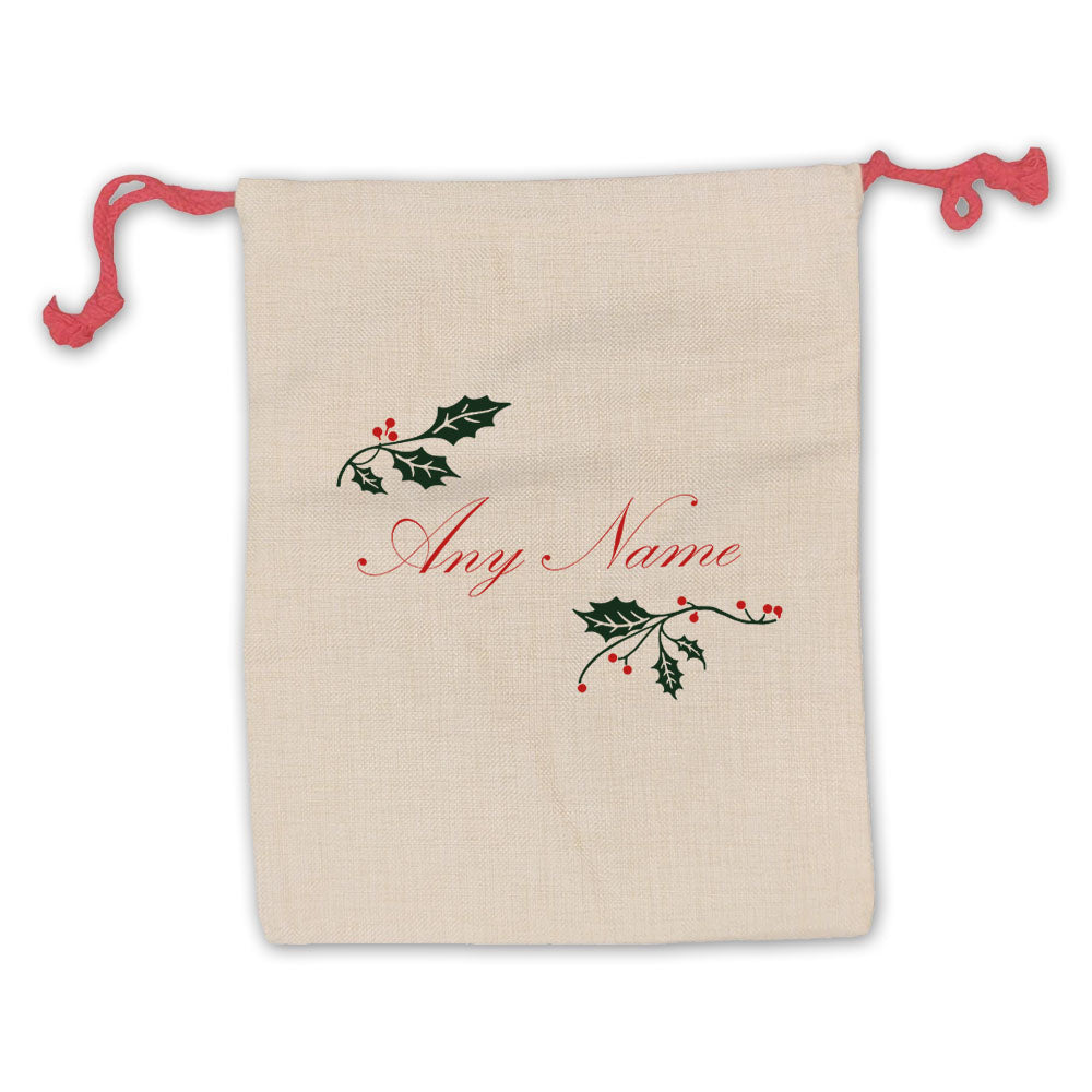 Christmas Presents Sack with Holly Boarder Design