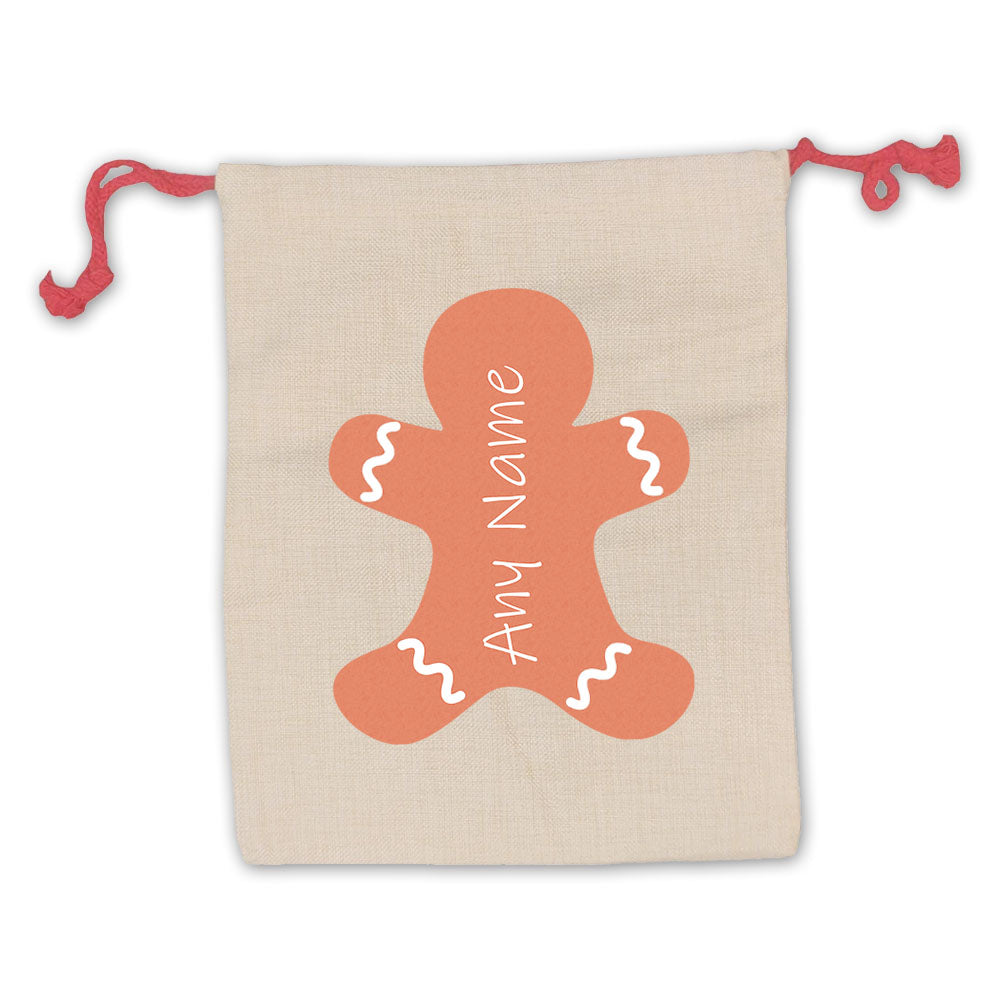Christmas Presents Sack with Gingerbread Man Design