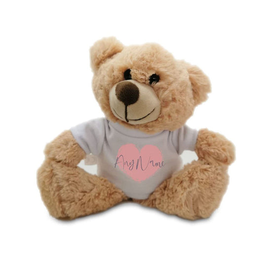 Soft Light Brown Teddy Bear Toy with T-shirt with Name in Heart Design