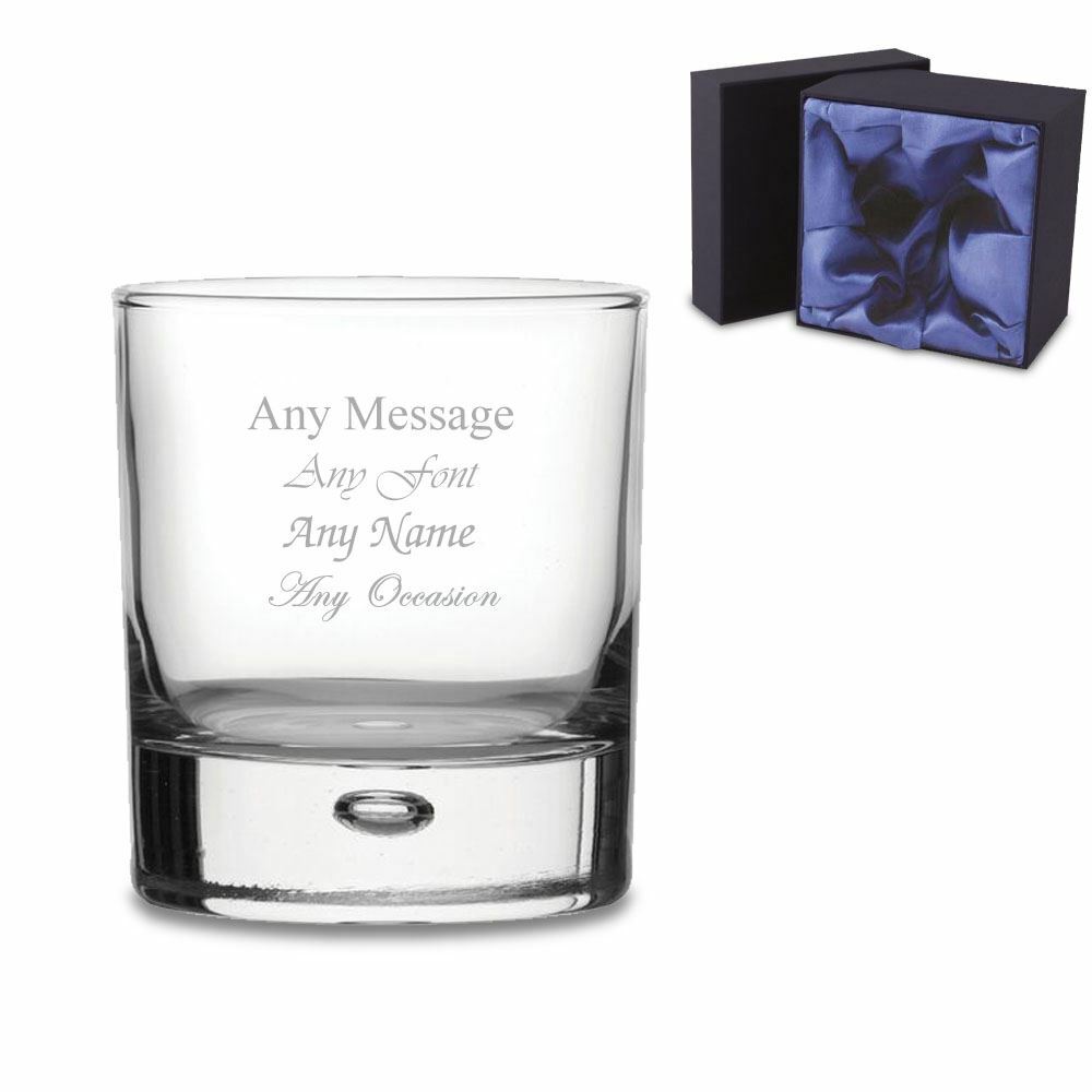 Engraved Whisky, Brandy and Tumbler Glasses Collection - Ridged, Bubble, Snifter