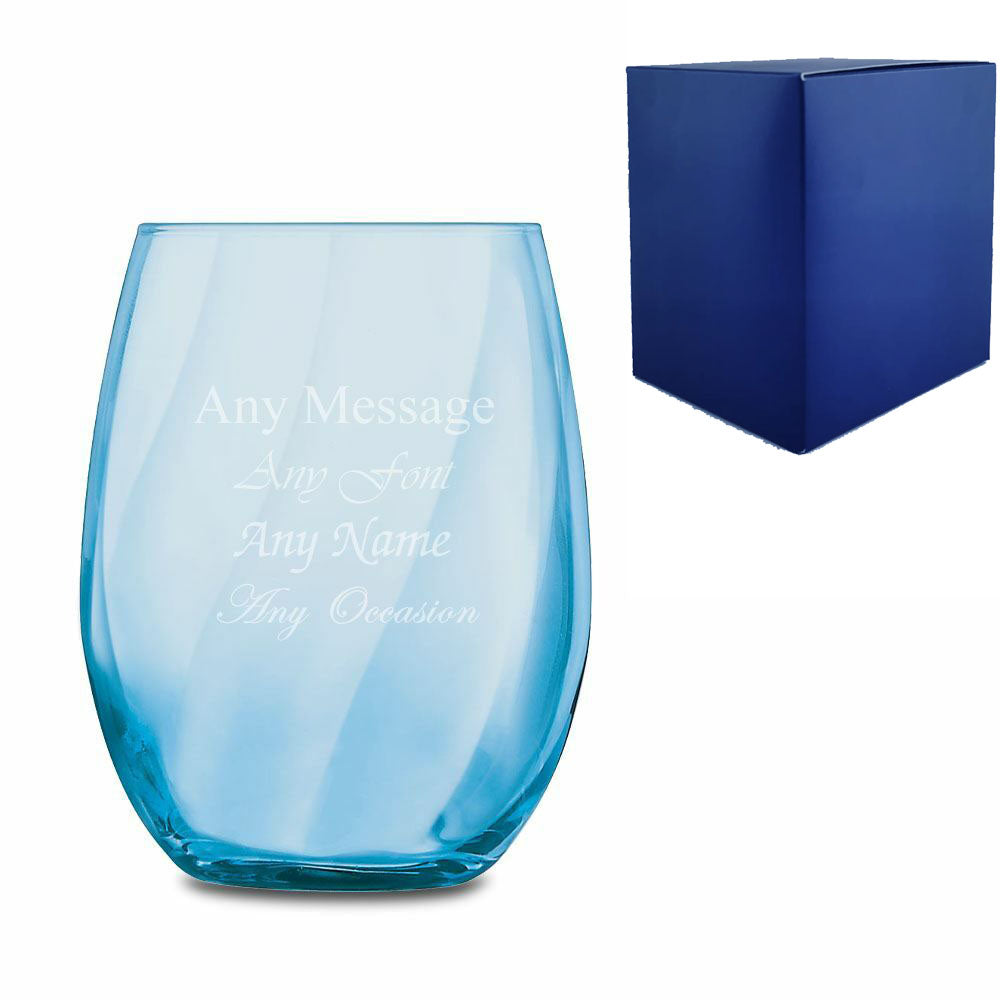 Engraved Blue Arpege Tumbler Cocktail Glass