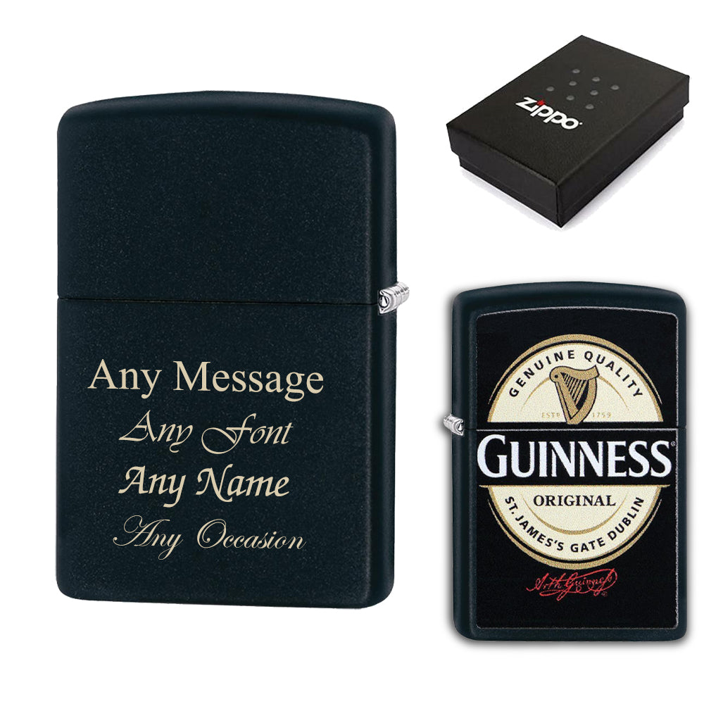 Engraved Guinness Logo Official Zippo Windproof Lighter