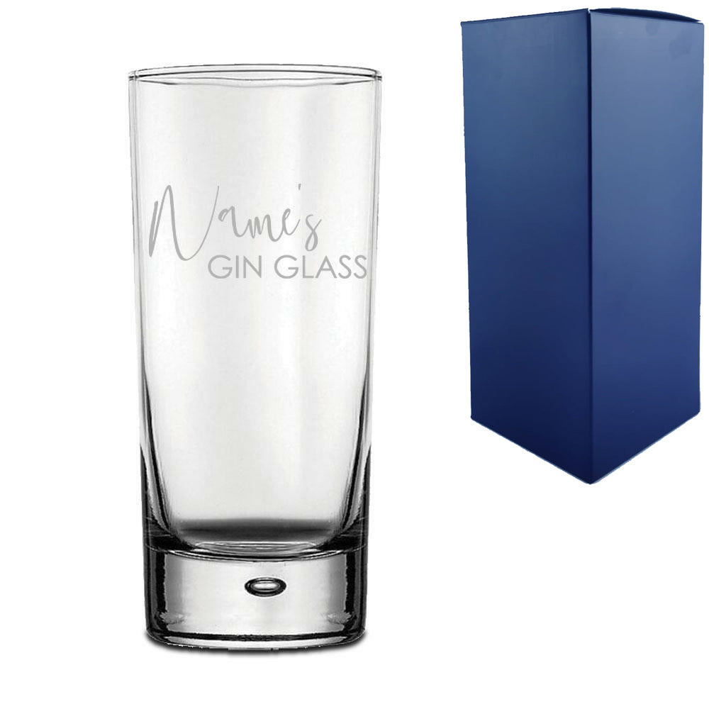 Engraved Bubble Hiball with Name's Gin Glass Design