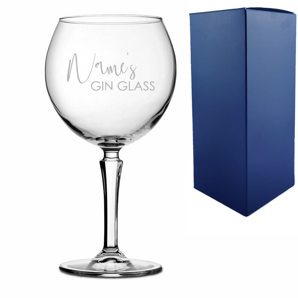 Engraved Hudson Gin Balloon with Name's Gin Glass Design