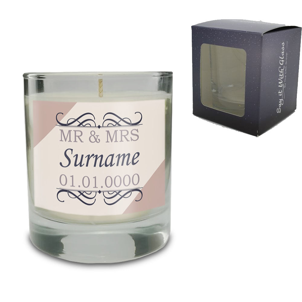 Vanilla Scented Candle with Mr and Mrs Label