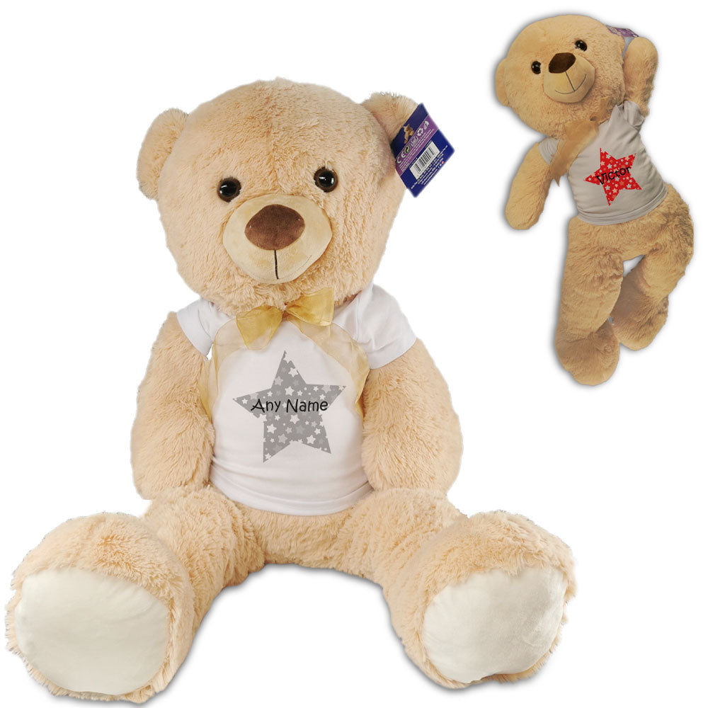 Large Teddy Bear with T-Shirt with Name in Star Design