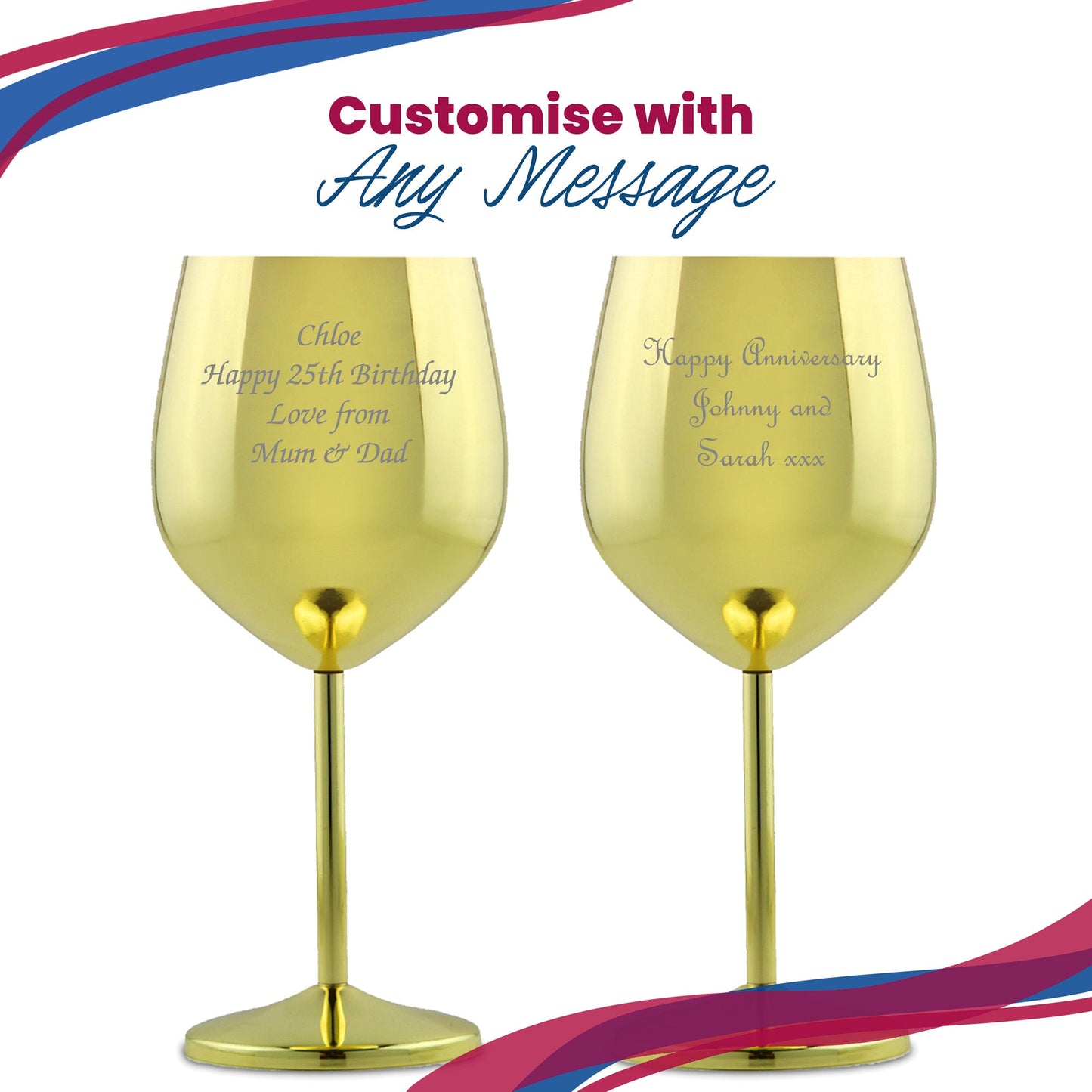 Engraved Gold Metal Wine Glass