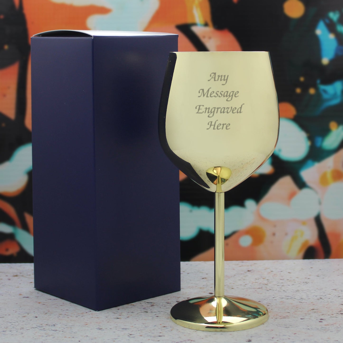 Engraved Gold Metal Wine Glass
