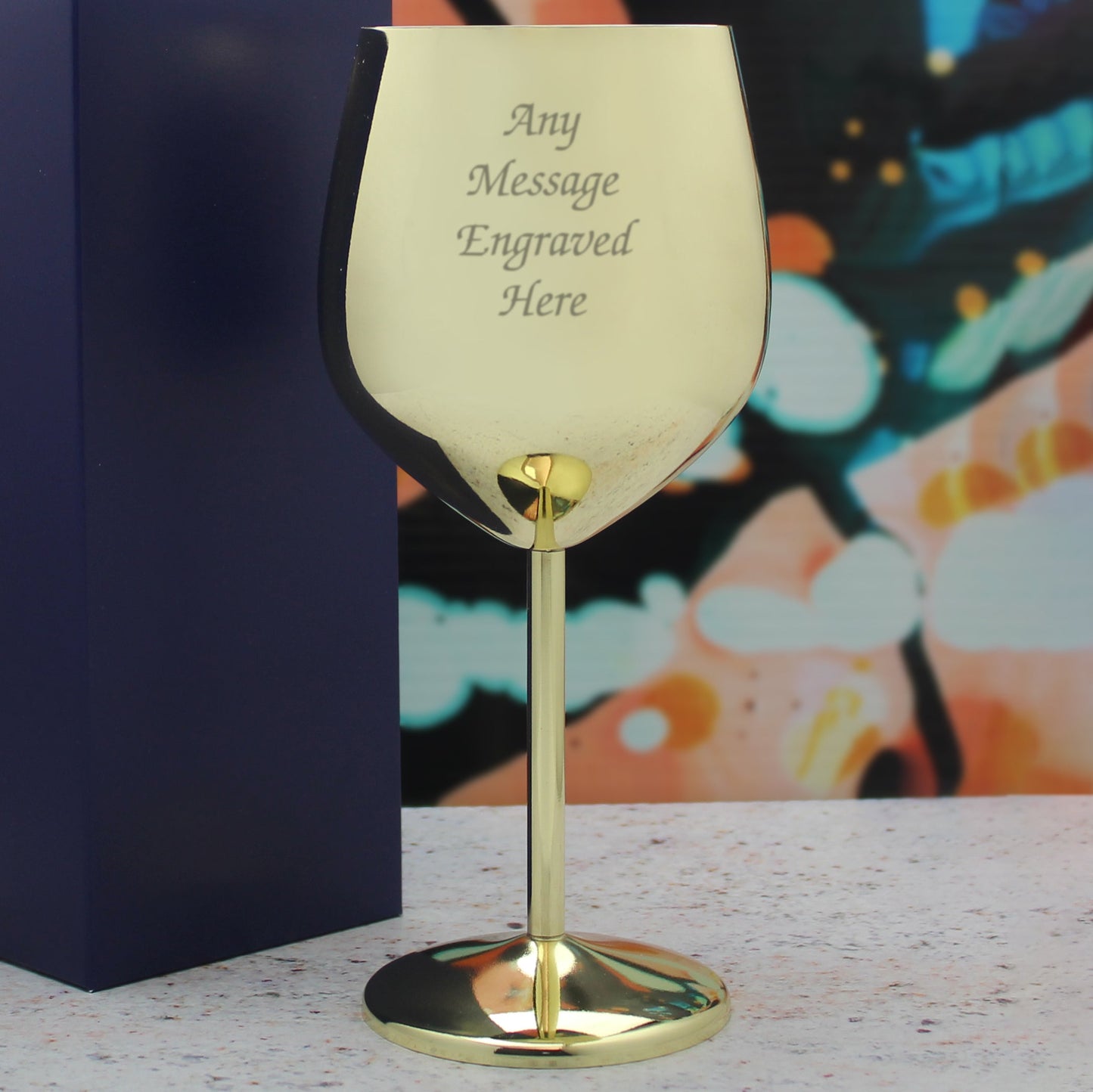 Engraved Gold Metal Wine Glass