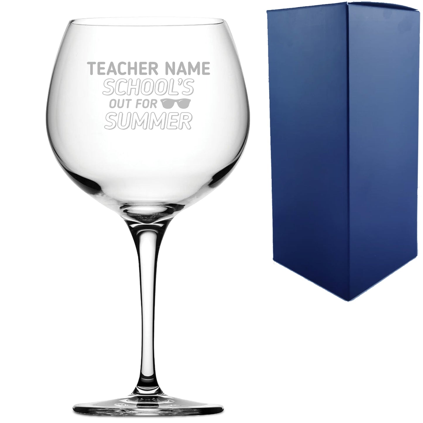 Engraved Teacher Gin Glass with School's Out For Summer Design