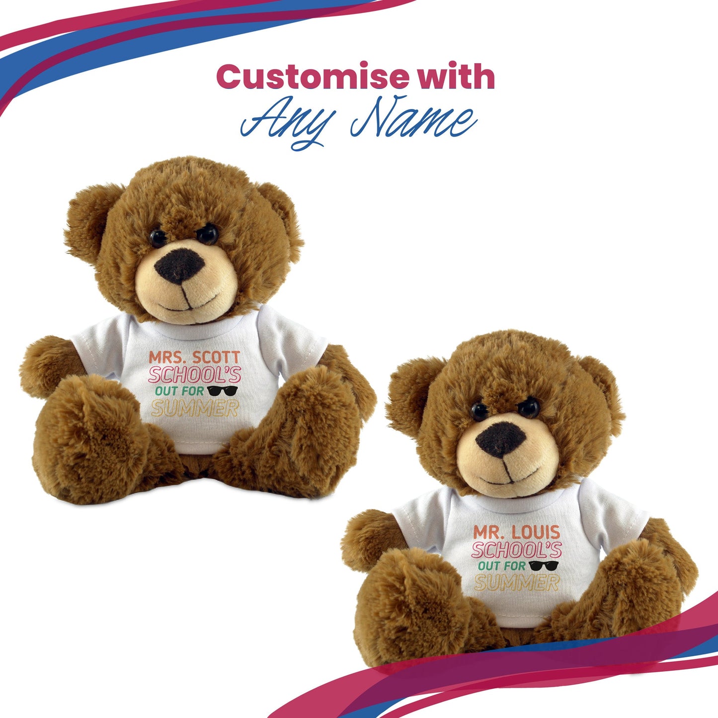 Dark Brown Teddy Bear with School's Out For Summer Design T-Shirt