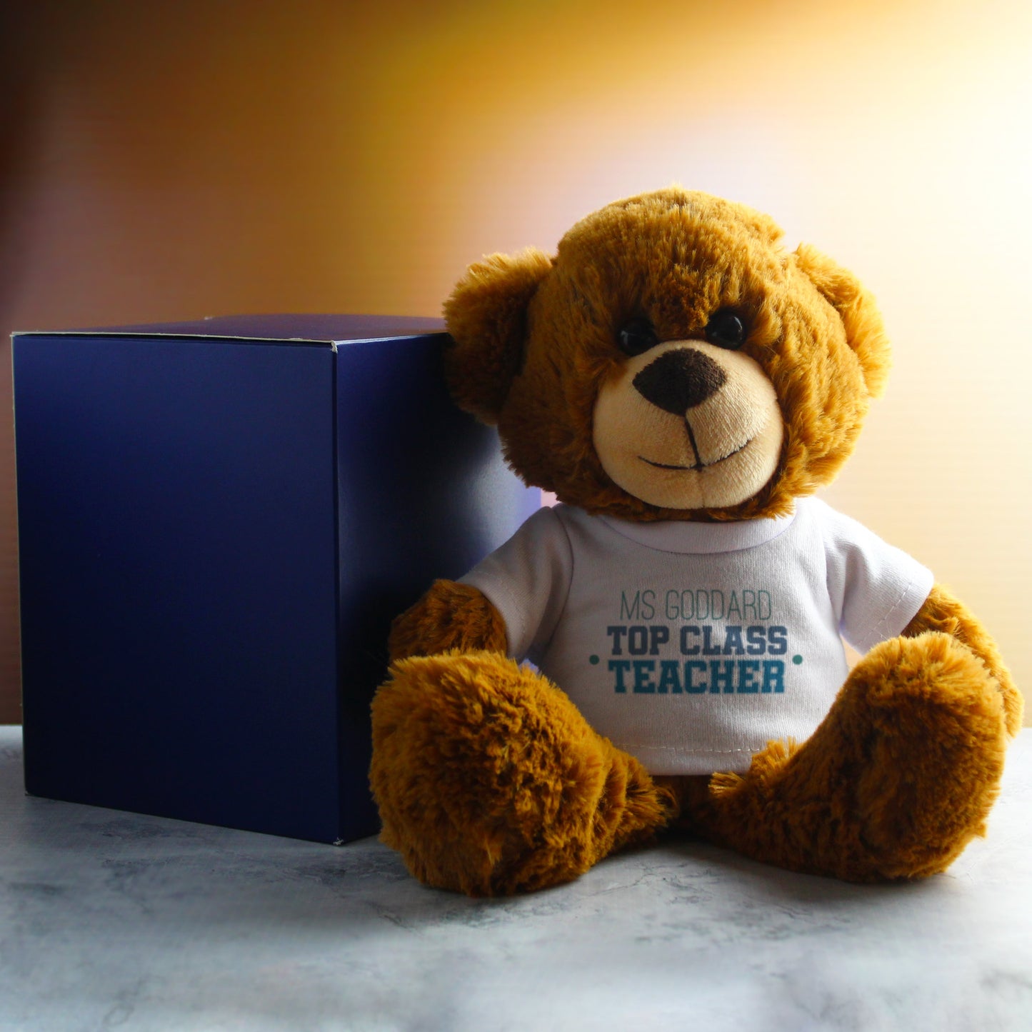 Dark Brown Teddy Bear with Top Class Teacher Design T-Shirt