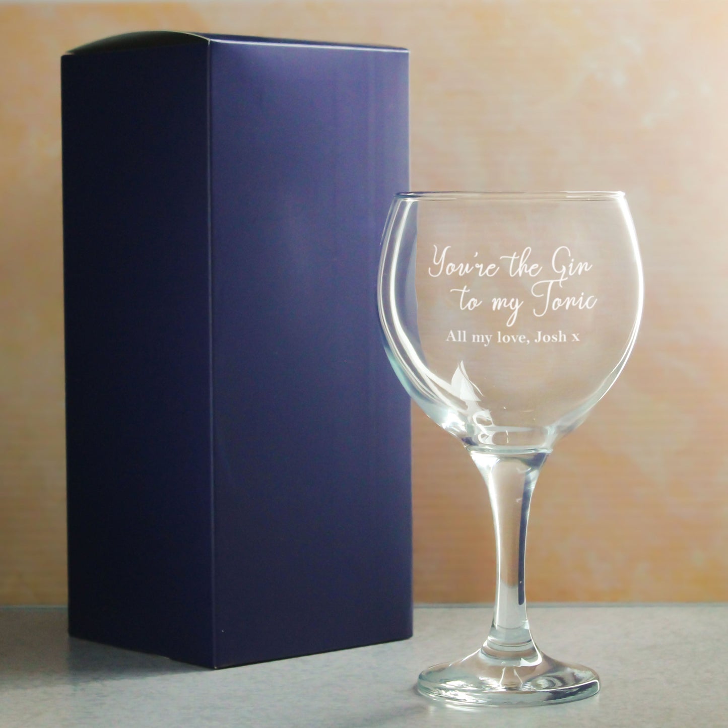 Engraved Gin Balloon Glass with You're the Gin to My Tonic Design, Personalise with Any Message
