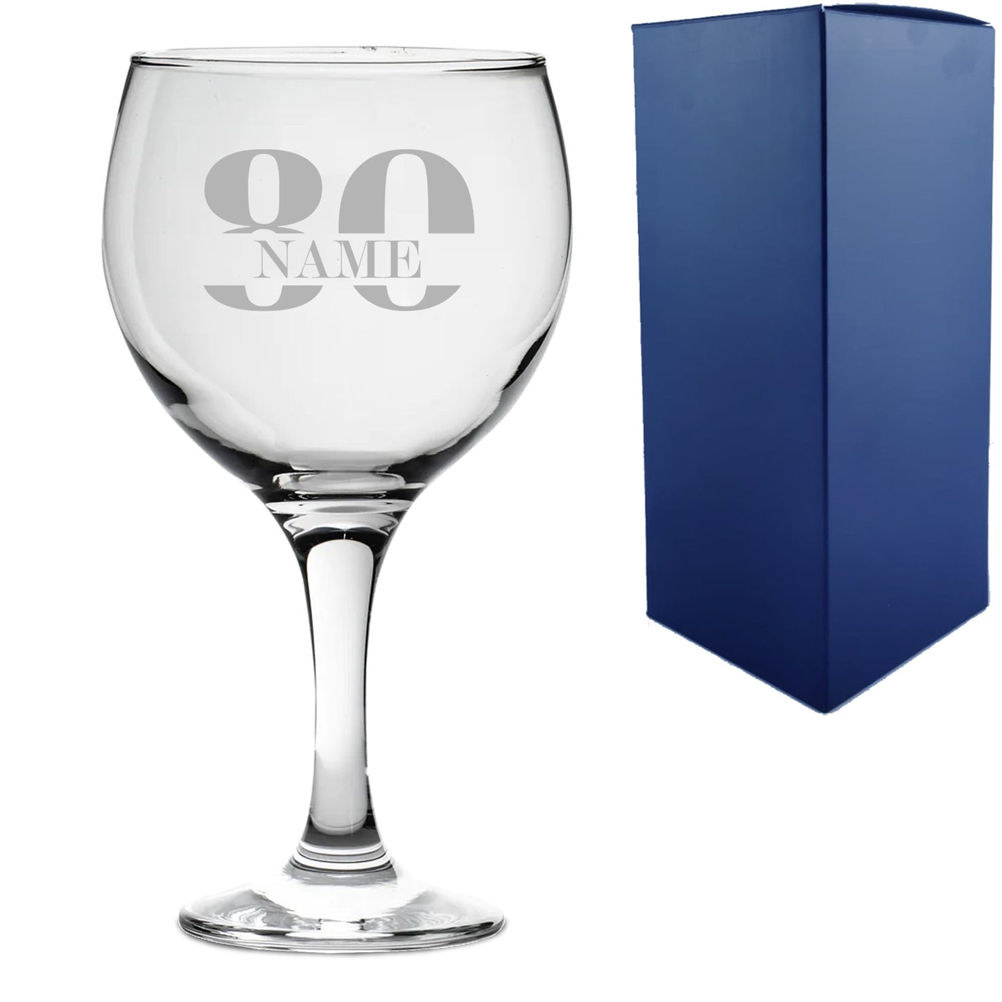 Engraved Gin Balloon Cocktail Glass with Name in 80 Design