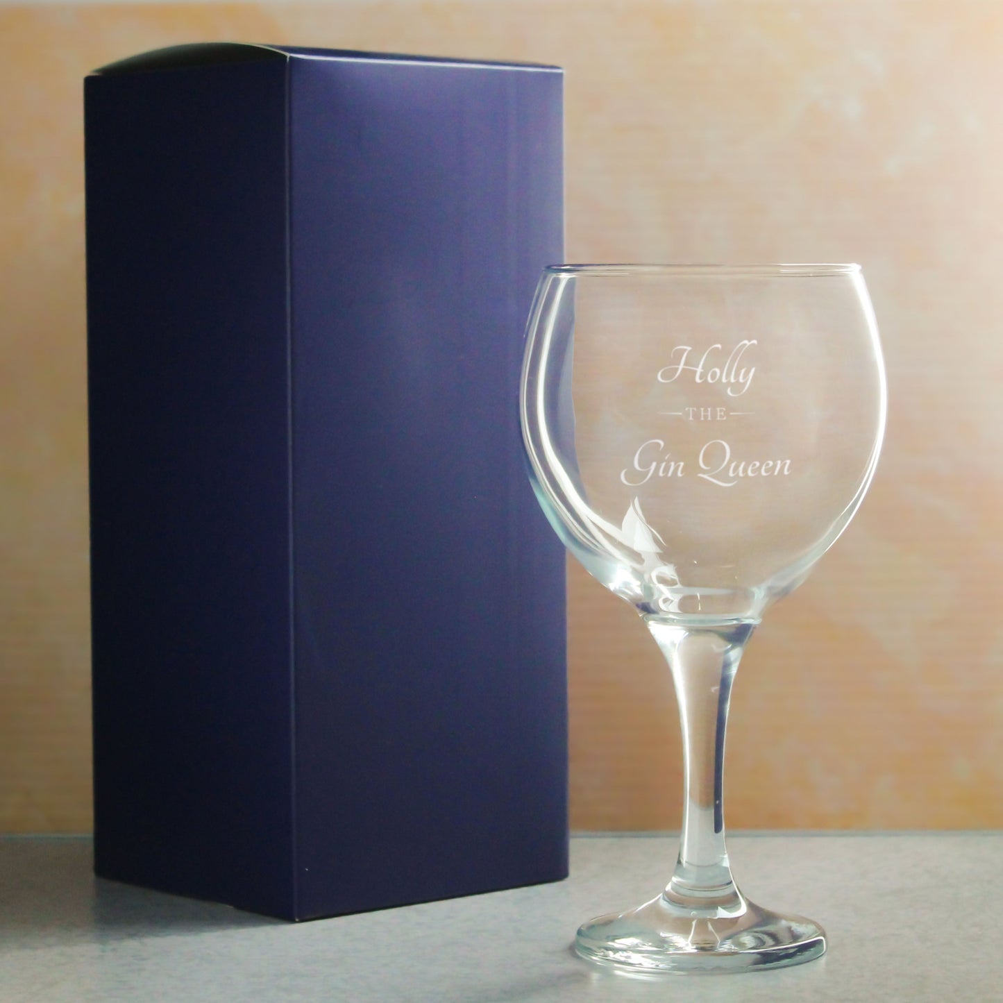 Engraved Gin Balloon and Tumbler Cocktail Glasses with Personalised Designs and Gift Box