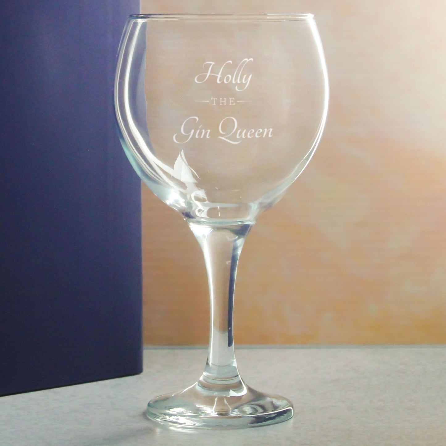 Engraved Gin Balloon and Tumbler Cocktail Glasses with Personalised Designs and Gift Box