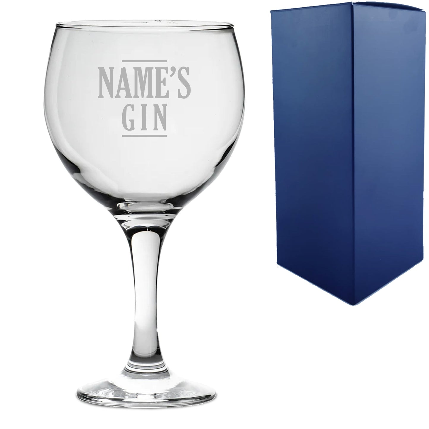 Engraved Gin Balloon Cocktail Glass with Name's Gin Serif Design, Personalise with Any Name