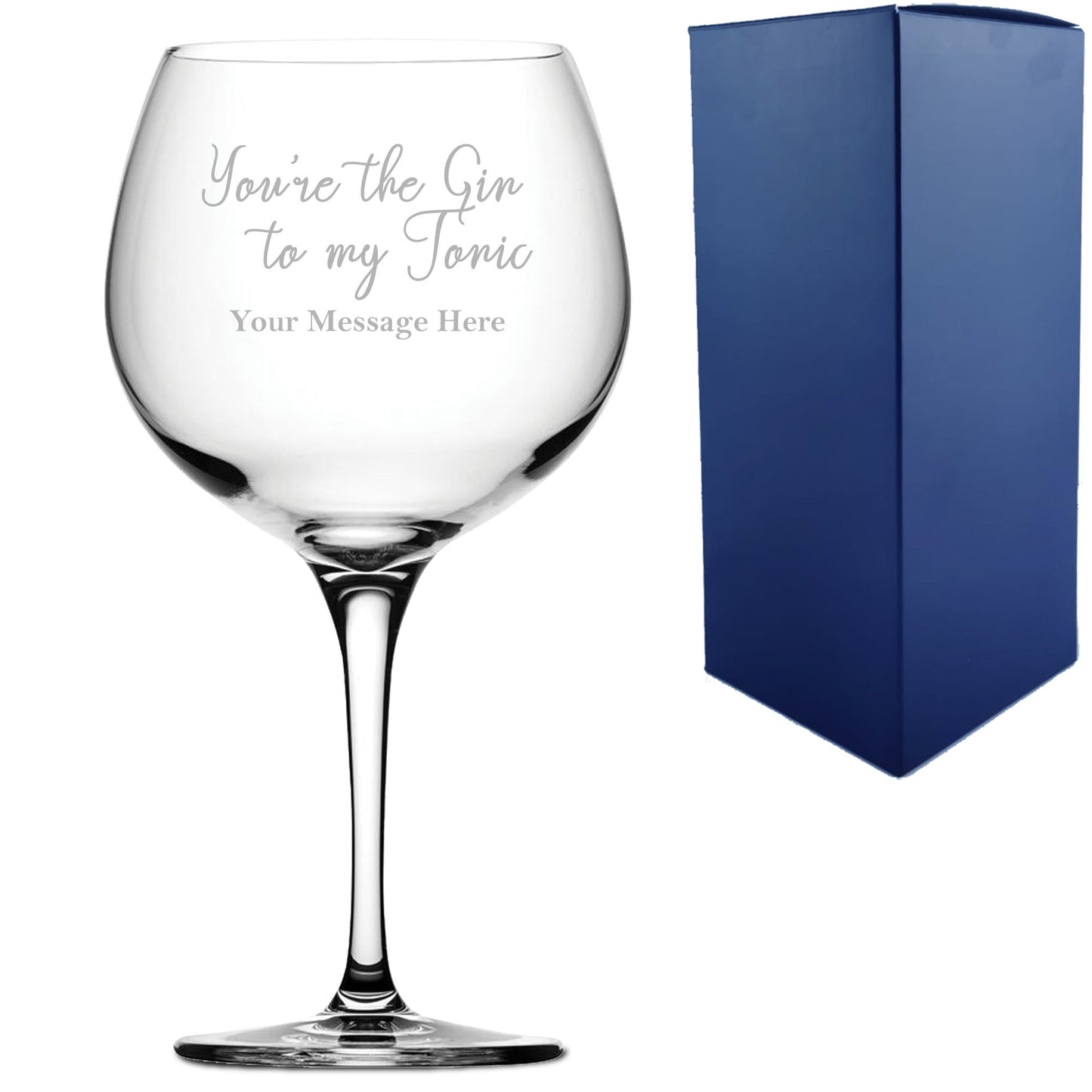 Engraved Primeur Gin Balloon Glass with You're the Gin to My Tonic Design, Personalise with Any Message