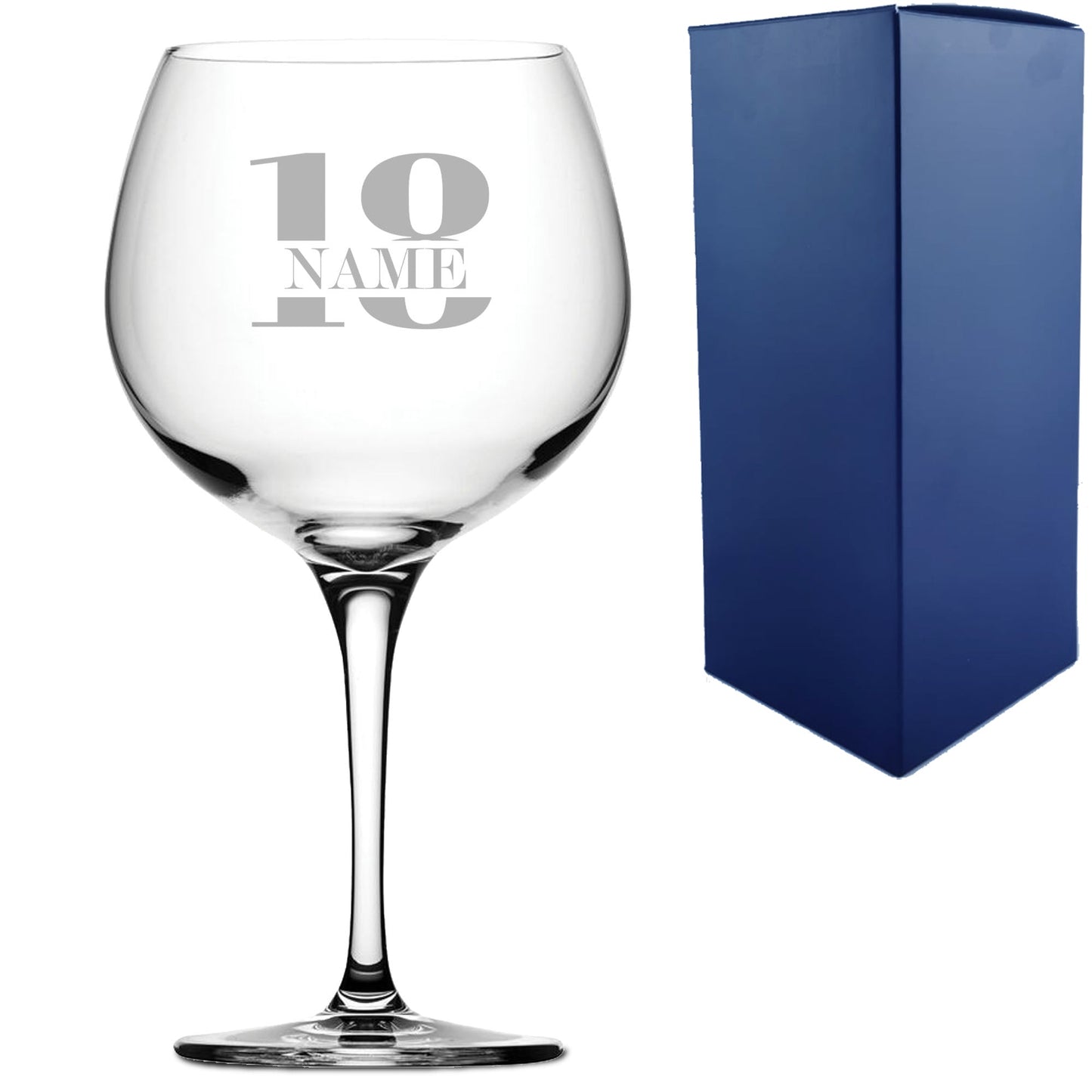 Engraved Primeur Gin Balloon Cocktail Glass with Name in 18 Design