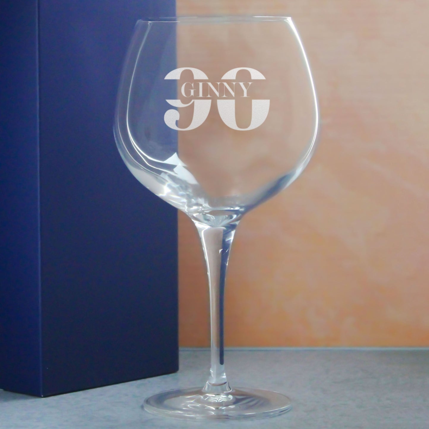 Engraved Primeur Gin Balloon Cocktail Glass with Name in 90 Design