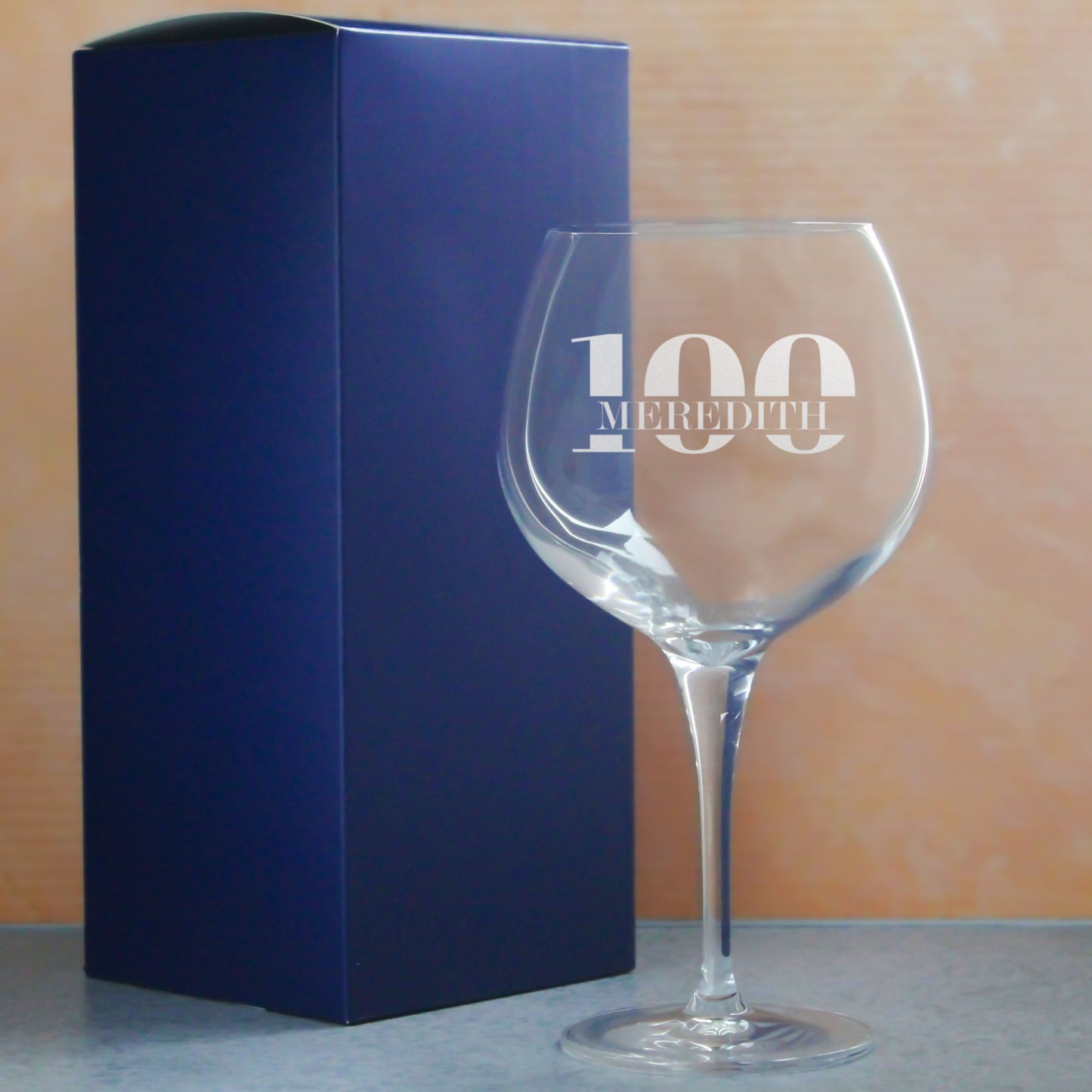Engraved Primeur Gin Balloon Cocktail Glass with Name in 100 Design