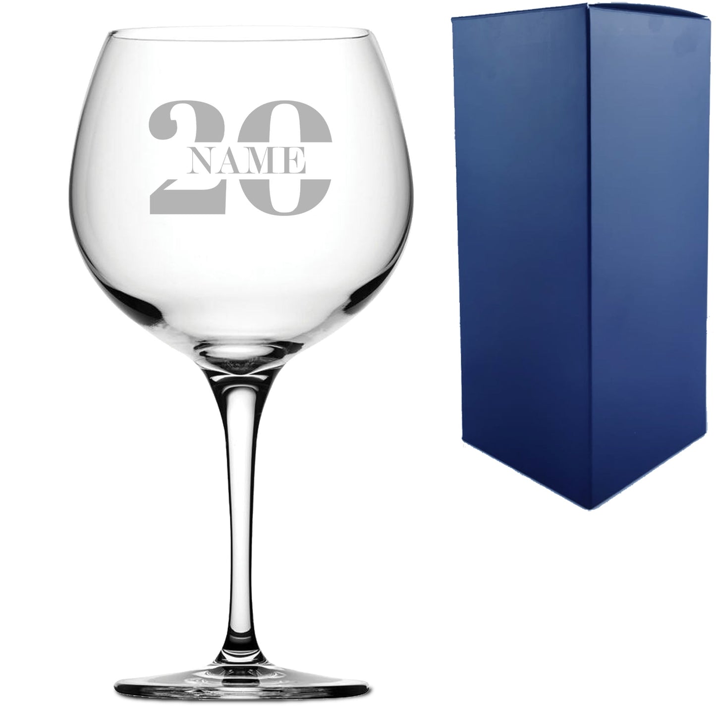 Engraved Primeur Gin Balloon Cocktail Glass with Name in 20 Design