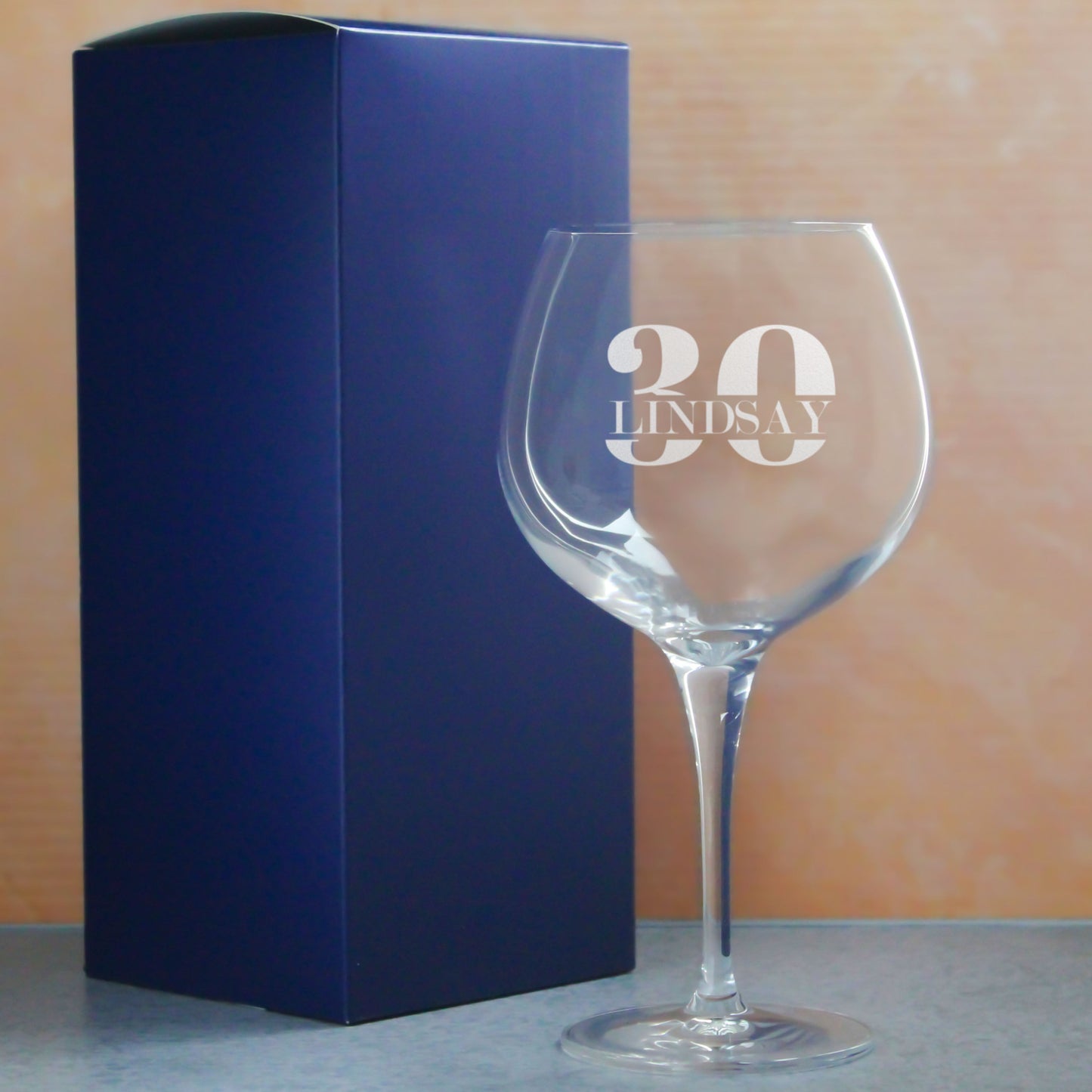 Engraved Primeur Gin Balloon Cocktail Glass with Name in 30 Design