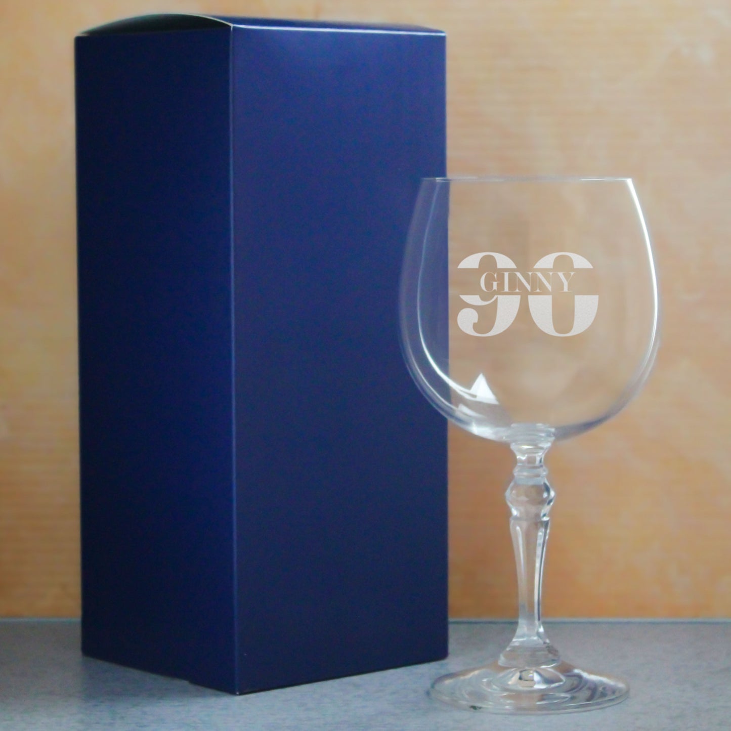Engraved Crystal Gin and Tonic Cocktail Glass with Name in 90 Design