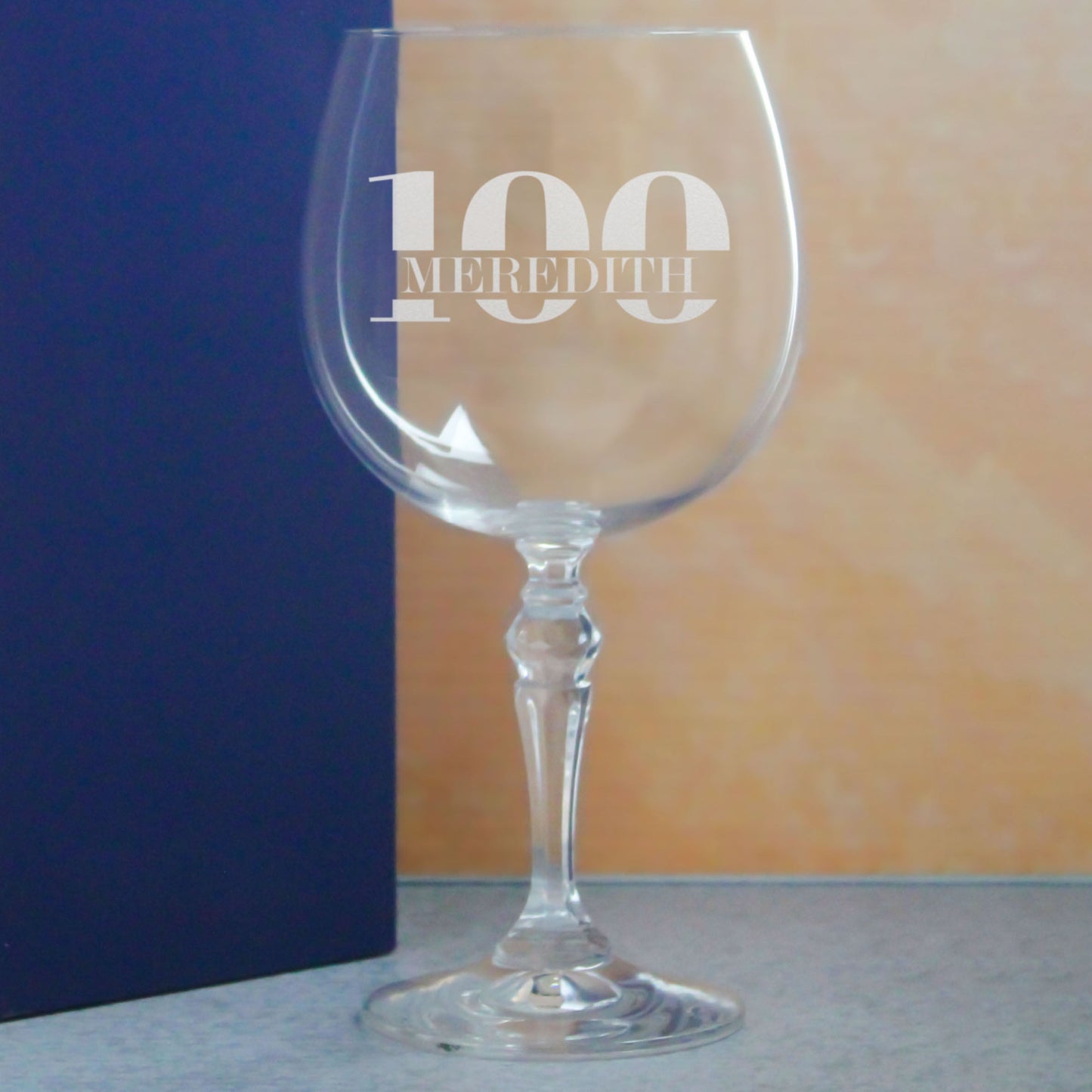 Engraved Crystal Gin and Tonic Cocktail Glass with Name in 100 Design